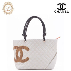 Chanel Cambon Matelasse Calfskin Python White Tote Bag